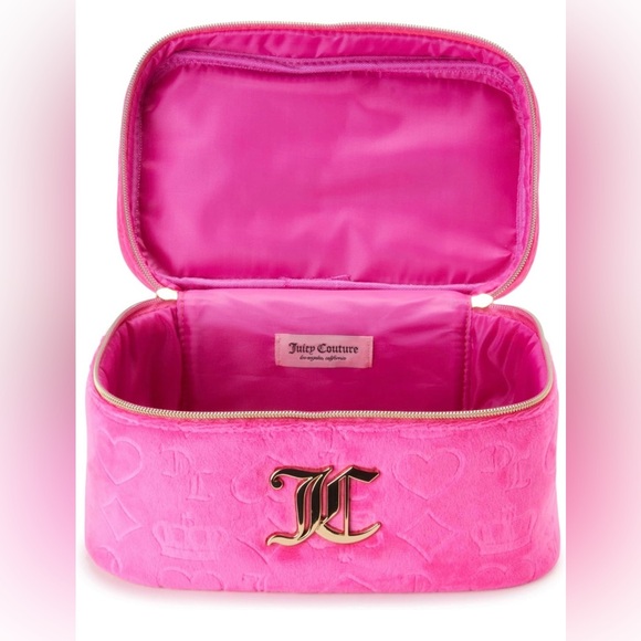 Juicy Couture Hot Pink Velour Travel Cosmetic Bag + 1 Travel Bottle - Picture 6 of 6